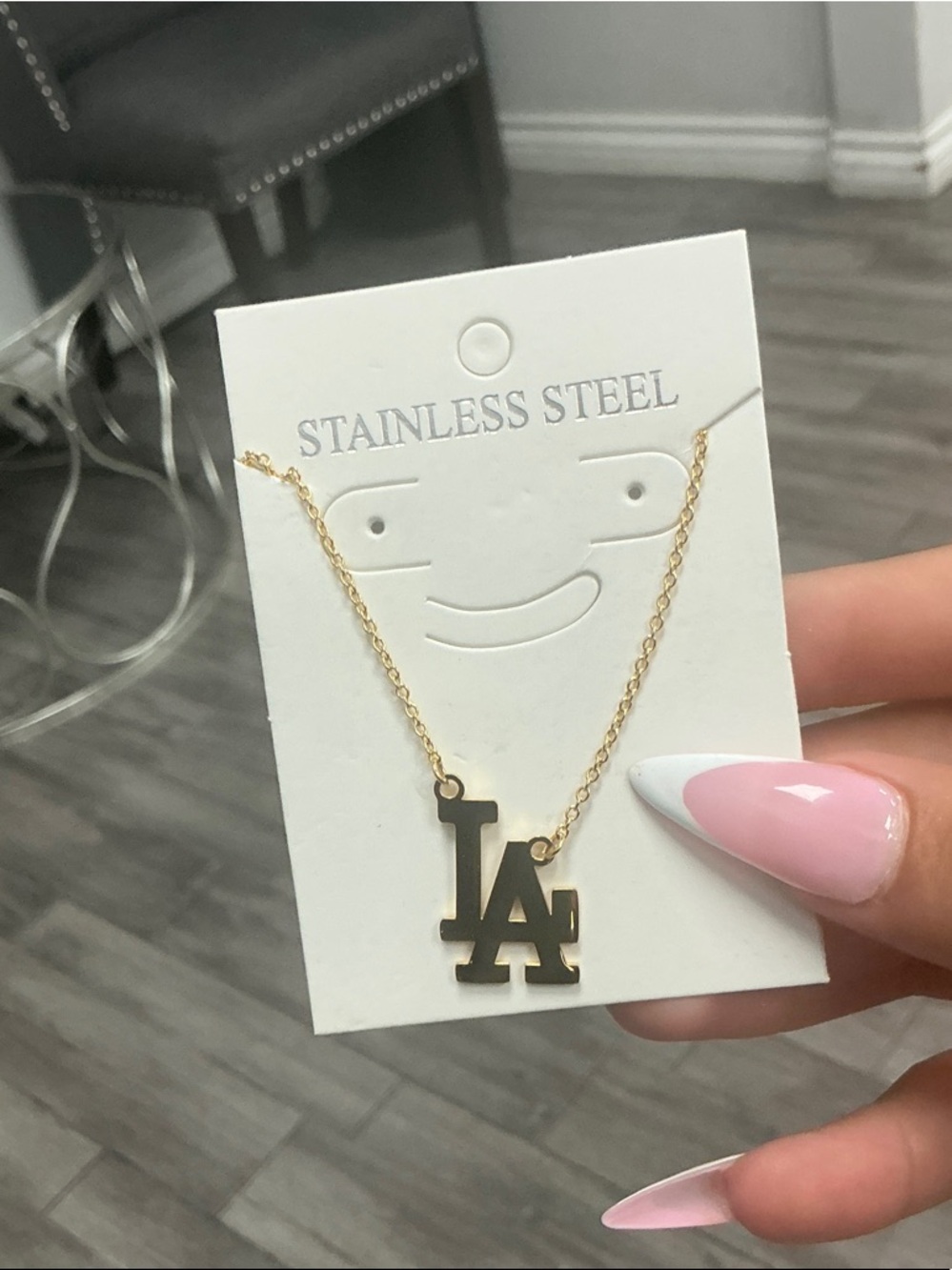 Gold LA Pendant Necklace - Stainless Steel